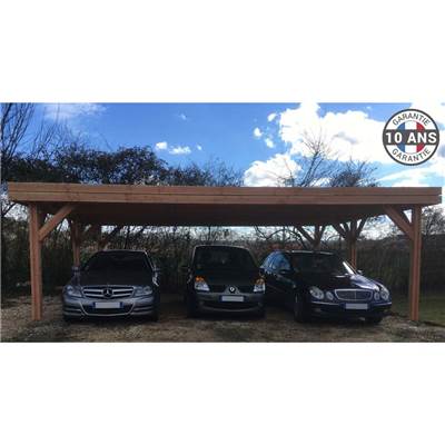 Toit plat independant couverture Bois Douglas France Carport-Auvent terrasse 750x500cm H 250cm