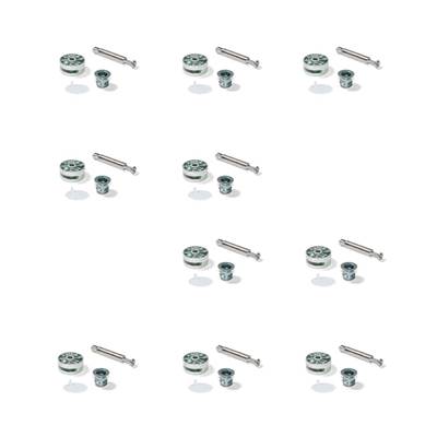 Lot 10 excentriques diam. 35mm boulon M8 écrou capuchon plastique blanc panneau 20mm Zamak Acier