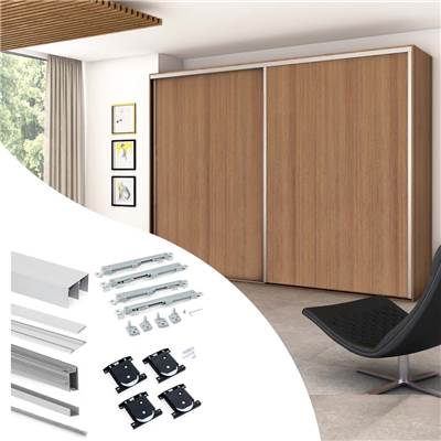 Kit quincaillerie Placard 81 2-coulissants fermeture souple profil aigu ép. 16mm mat
