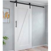 Kit quincaillerie porte coulissante suspendue Barn bois fermeture souple Acier plastique noir
