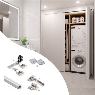 Kit quincaillerie 2 portes coulissantes pliantes armoire fermeture souple Twofold 4 Sans coulisse