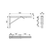 Jeu Supports pliables long. 303mm Acier noir