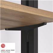 Kit fixation 4 étagères bois 1 tringle suspension 1m long Noir alu. Zamak plastique noir texturé