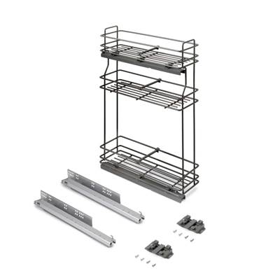 Porte-bouteilles extractible f. amortie gauche 3 plateaux mod. 200mm Acier Anthracite