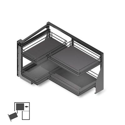 Angle extractible meubles cuisine Titane ouverture gauche acier bois Anthracite