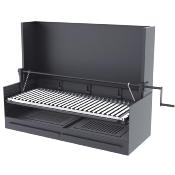 Barbecue charbon de bois 100 cm avec paravent et élevateur