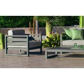 Salon de jardin 4 places anthracite gris clair 1 table basse 135cm