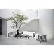 Salon de jardin 5 place anthracite blanc anais table basse rectangulaire 150cm