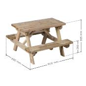 Table de pique-nique en bois traité autoclave,  Dim.90x89x56cm, âges 3 à 12 ans