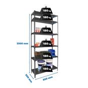 Étagère en métal anthracite 6 étagères charge 180 kgs dim.2500x800x500mm sans vis