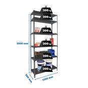 Étagère en métal anthracite 6 étagères charge 200 kgs dim.2500x1200x500mm sans vis