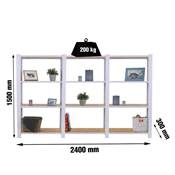 Étagère en métal blanc osb 12 étagères charge 200 kgs dim.1500x2400x300mm sans vis