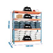 Étagère en métal bleu orange bois 8 étagères 600 kgs dim.2000x1500x600mm sans vis