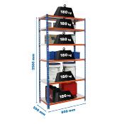 Étagère métal bleu orange galvanisé 6 étagères 180 kgs dim.2500x800x500mm sans vis