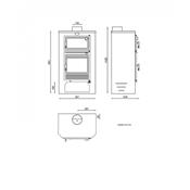 Poêle à bois en acier à double combustion 10 Kw 561x984x429 mm Four supérieur de face avec porte vitrée et briques