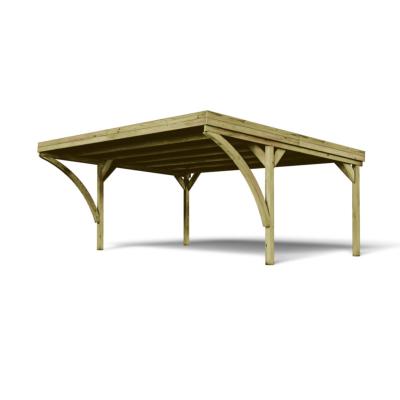 Carport DOUBLE VICTOR, en pin FSC traité autoclave marron classe 3