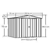 Abri métal toit 2 pentes anthracite, 4,58 m2, hauteur porte 165,1 cm