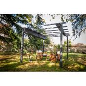 Pergola aluminium structure gris anthracite 12 m² toile d'ombrage