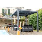 Pergola bioclimatique aluminium anthracite 7.20 m²