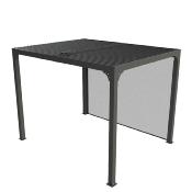 Pergola bioclimatique aluminium anthracite 7.20 m² rideau grd côté