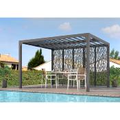 Pergola bioclimatique aluminium anthracite 10.80 m² 5 moucharabieh grd côté