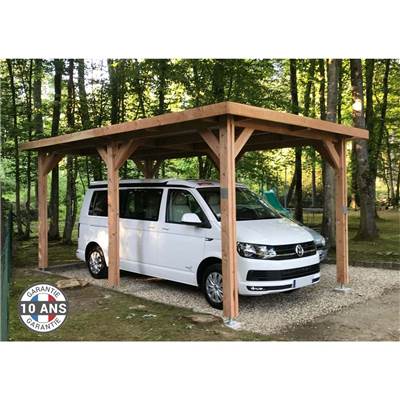 Abri Toit Plat Bois Douglas France Carport Auvent Camping-car 550x700cm H 320cm