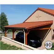Abri 1 pente Adossé Bois Douglas France Carport Auvent voiture 350x500cm H 250cm