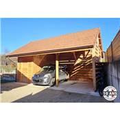 Abri 2 pentes Bois Douglas France Carport Auvent voiture 500x450cm H 250cm