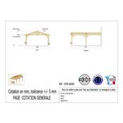 Abri 2 pentes Adossé Bois Douglas France Carport Auvent voiture 600x650cm H 250cm