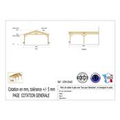 Abri 2 pentes Adossé Bois Douglas France Carport Auvent voiture 650x650cm H 250cm