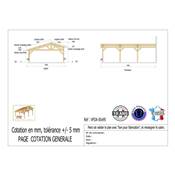 Abri 2 pentes Faitage Décalé Adossé Bois Douglas France Carport Auvent voiture 650x950cm H 250cm