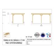 Abri Toit Plat Bois Douglas France Carport Auvent voiture 350x600cm H 250cm