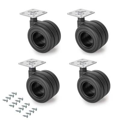 Lot 4 roulettes Hole plétine montage diam. 65mm Acier noir plastique