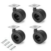 Lot 4 roulettes Hole plétine montage diam. 65mm Acier noir plastique