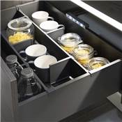 Kit d'accessoires séparation intérieurs tiroirs larg. 600 mm alu. plastique Anthracite