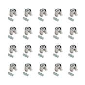 Lot 20 attaches goujons fixation tablette diam. 20mm 12.5mm goujons diam. 6mm 8mm Acier