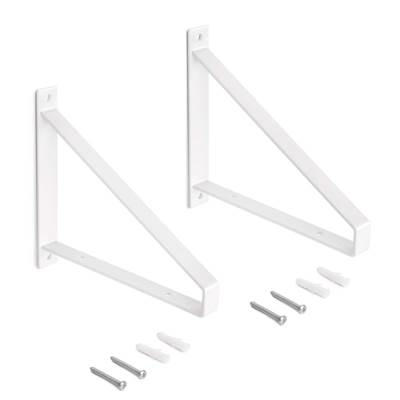Jeu supports étagères bois Shelf forme triangulaire Acier blanc