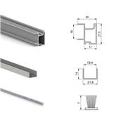 Kit quincaillerie armoire 2 portes couli. f. souple Placard 74 poignée Sharp ép. 19mm mat