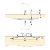 Kit fixation 1 étagère bois 1 mod. 1 tringle suspension long. 1m Zero Zamak noir texturé