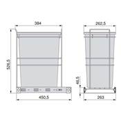 Poubelle recyclage Recycle cuisine 35 L fixation bas extraction manuelle Anthracite