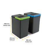Poubelles pour tiroir de cuisine Recycle, Hauteur 266mm