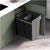 Bac tri sélectif montage inférieur extraction manuelle élément cuisine Recycle 2x25L anthracite