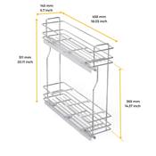 Porte-bouteilles latéral extractible fermeture amortie mod. 200mm Acier Chromé