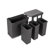 Poubelles recyclage la cuisine 3 x 10L fixation inf. extraction auto. Acier plastique Anthracite