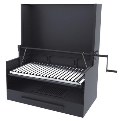 Barbecue charbon de bois 60 cm avec paravent et élevateur