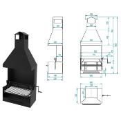 Barbecue charbon de bois 60 cm avec paravents, hotte et élévateur