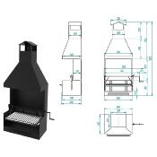 Barbecue charbon de bois 60 cm avec paravents, hotte et élévateur