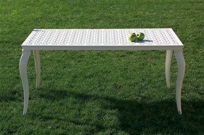 Table de jardin, collection Kenya, forme carré, couleur blanc