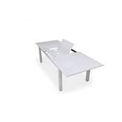 Salon de jardin à Manger CAMELIA avec 10 chaises ROMA Finition BLANC Tissus BLANC TEXTILENE