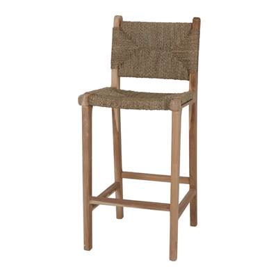 Lot 2 Tabourets hauts bois et fibre marine style méditerranéen naturel